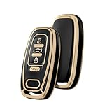 ELOHEI Key Fob Cover for Audi, Premium Soft Full Protection Key Fob Case Compatible with Compatible with Audi A3 A4 A4L A6 A6L A7 A8 A1 Q2L Q3 Q5 Q7 S3 RC3 Accessories, 4 Buttons (Black)