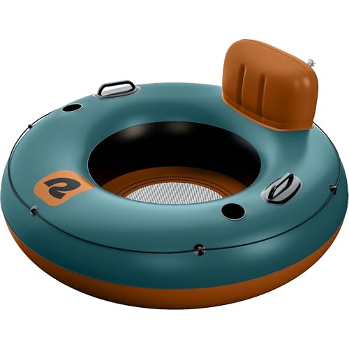 Retrospec Siesta Float 48' Inflatable River Tube | Heavy-Duty Water Float w/Backrest & Cup Holders |...