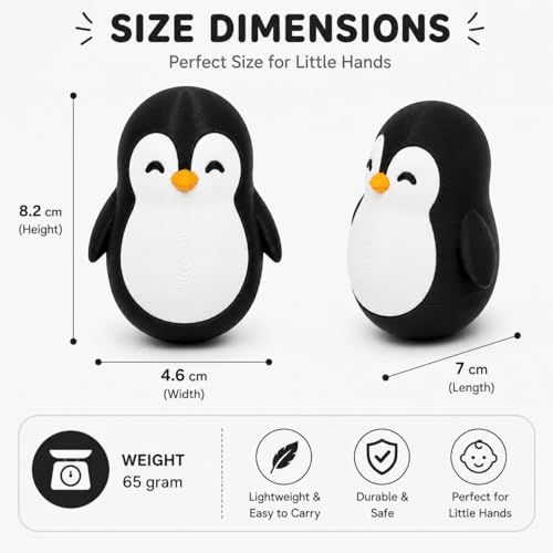 Image of Penguin Roly-Poly Toy, Wobble and Tumble Stress Relief Fidget, Fun Desk Toy for Kids and Adults (Black and White)