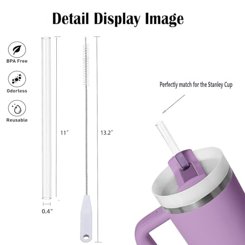Image of 4 Pack Reusable Straws for Stanley Quencher H2.0 Tumbler 30oz | 40oz | 64oz, for Stanley Cup Accessories,Food Grade & BPA Free, Machine washable(for 30oz, Clear)