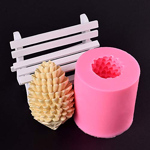 3D Pine Cone Candle Mold Christmas Silicone Candle Mold Beeswax Pinecone Candle Making Mould For Fondant, Gum Paste, Chocolate, Pink #TOP5