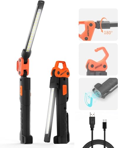 Led Work Light,400LM Foldable Mechanic Light, Rechargeable Flashlight with 5 Modes, 230° Rotate and...
