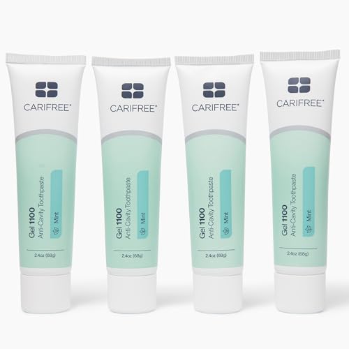 Image of CariFree Gel 1100, Mint Flavored, Anti-Cavity Fluoride Toothpaste with Nano Hydroxyapatite for pH Neutralization, Enamel Protection, Dentist Recommended for Kids and Adults (Pack of 4)