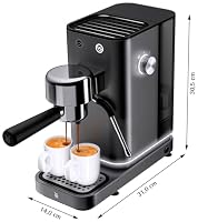 WMF Lumero Espressomaschine Siebträger 1400 Watt, Siebträgermaschine, 3 Einsätze, für 1-2 Tassen Espresso, auch für Pads, 15 bar, Tassenabstellfläche, Milchaufschäumdüse, grau – Ansicht 4