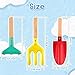 UMUACCAN Beach Toys for Kids, 6Pcs 8'' Kids Gardening Tools Sand Toys Set, Metal Garden Tools with Sturdy Wooden Handle, Cylinder, Spoon, Fork, Rake, Flat & Pointed Shovel, Gifts for Children