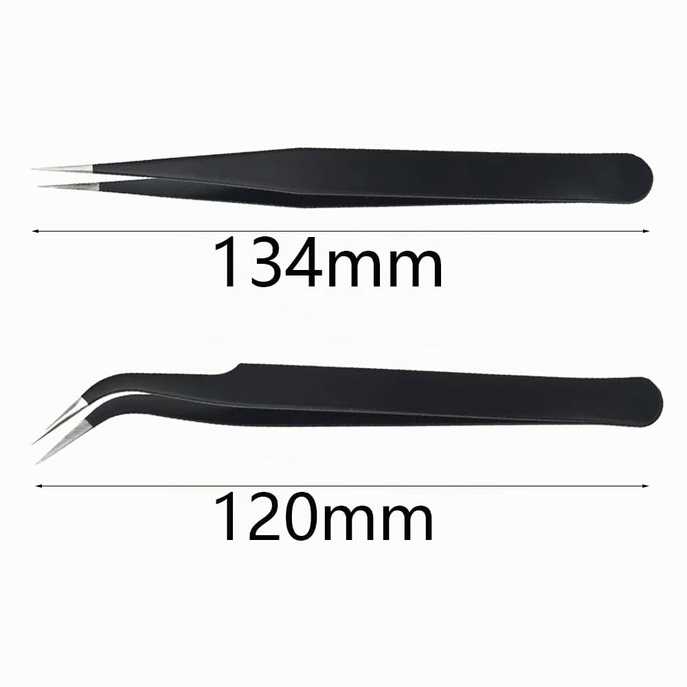 Pinzetta, 2 Pinzetta Extension Ciglia, Kit Pinzetta per Ciglia, Pinzette Diritto e Curvo Tip Pinzette, Professionale Pinzette in Acciaio Inox, per Estensioni Ciglia, DIY