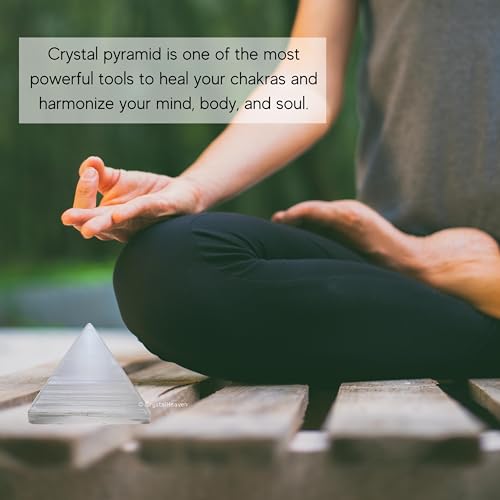 Image of Selenite Pyramid - 1.5 inch Inch Crystal Pyramid for Positive Energy, Vastu, Reiki, Feng Shui and Chakra Healing Energy Balancing