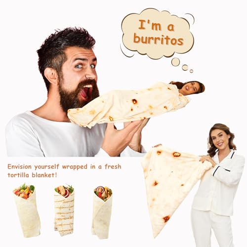 Image of Tortilla Blanket for Adult, 71 Inches Tortilla Blanket Adult Size, Throw Funny Blankets, Giant Round Food Throw Blanket for Bed, Couch