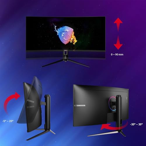 MSI Optix MAG342CQR Gaming-Monitor gebogen 34 Zoll, Display 21:9 (UWQHD) 3440x1440, Frequenz 144Hz, 1ms, VA-Panel, FreeSync Premium, HDR Ready, RGB Mystic Light