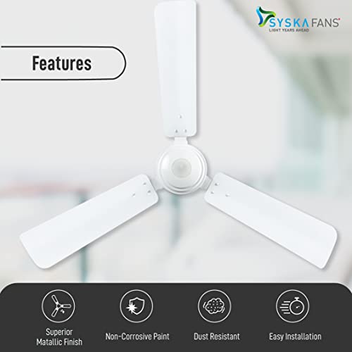 Image of SYSKA POWER TEC 1200mm BLDC Fan,Aluminum Blade with Corrosion Resistance Body (White)