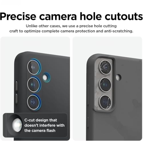 Image of MOBILOVE Back Cover Case for Samsung Galaxy S25 Plus 5G | Pure Liquid Soft Matte Silicone Case with Logo and Comes with Camera and Screen Protection Back Cover for Samsung Galaxy S25 Plus 5G (Black)