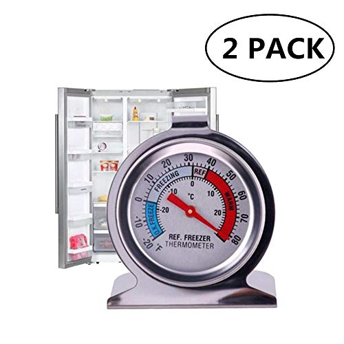 JSDOIN Freezer Refrigerator Refrigerator Thermometers Large Dial Thermometer 2 Pack (2 PACK)