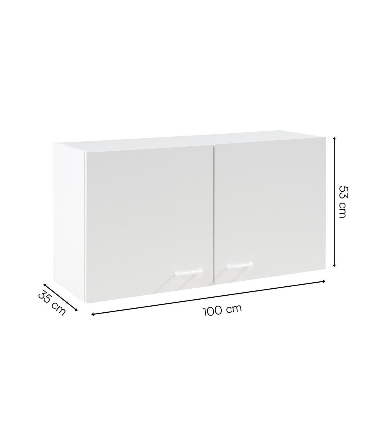 Nicht Zutreffend Hängeschrank Küche - 100 cm breit - Weiß - 2 Türen - Küchenschrank Oberschrank Einbauküchenschrank