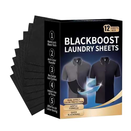 Tinte negro para ropa – Restaura el color de los suministros de lavandería, tabletas de tinte para ropa de 12 piezas con fórmula de penetración profunda, revitalizador de tela fácil, kit de tintes ver