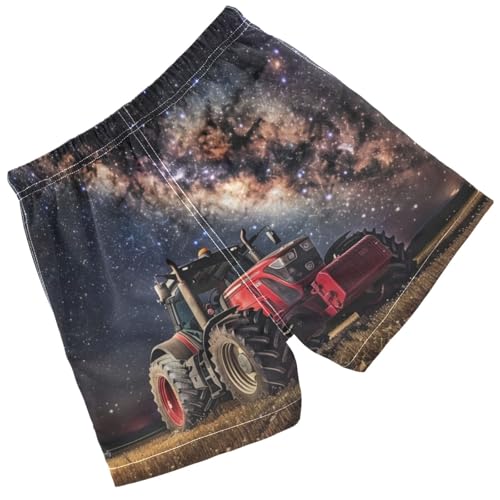 Pigsaly Boys Swim Trunks Red Tractor Truck Galaxy Boys Board Shorts Swimsuit Swimwear Summer Bathing Suit 2T2