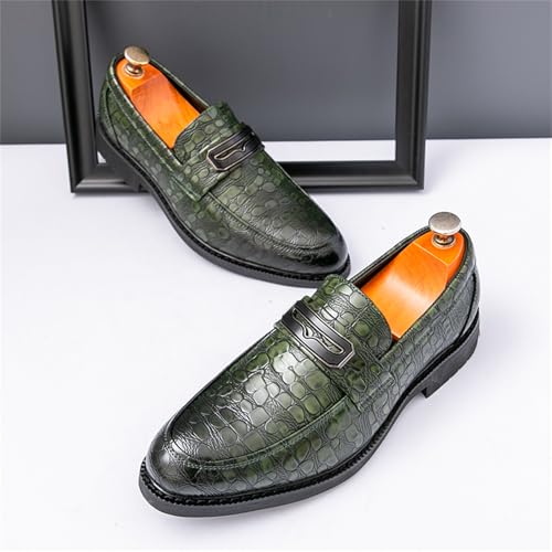 Men's Crocodile Printed Leather Slip On Penny Loafers with Platform Block Heel Business Formal Dress Shoes Lightweight Soft Comfortable Fit for Party Wedding Office Casual Dating2