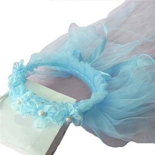 2 Tiers Flower Girls Veil First Communion Veil Floral Wreath Veil Pearls