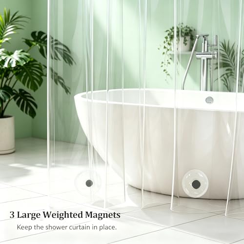 Doublure de rideau de douche anti-collant avec 3 grands aimants lestés - 3