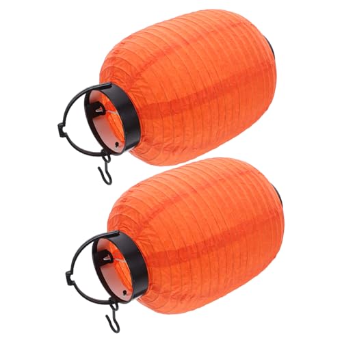 SOESFOUFU 2個折りたたみ式日式提灯 オレンジ 和風和紙ランタン 伝統的な吊り下げ灯籠 寿司店 ラーメン店 家やホテルの装飾に