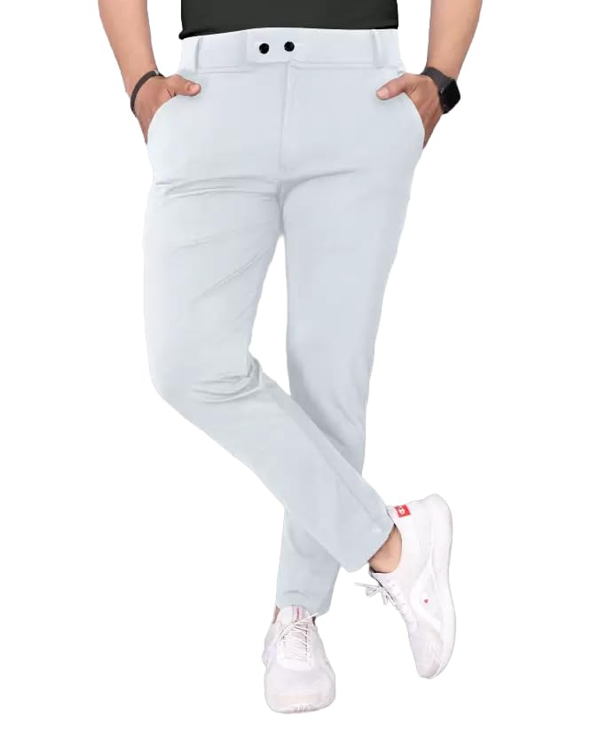 Image of Men's Black Slim Fit Formal Trouser, Casual Straight Leg Pants with Side Pockets