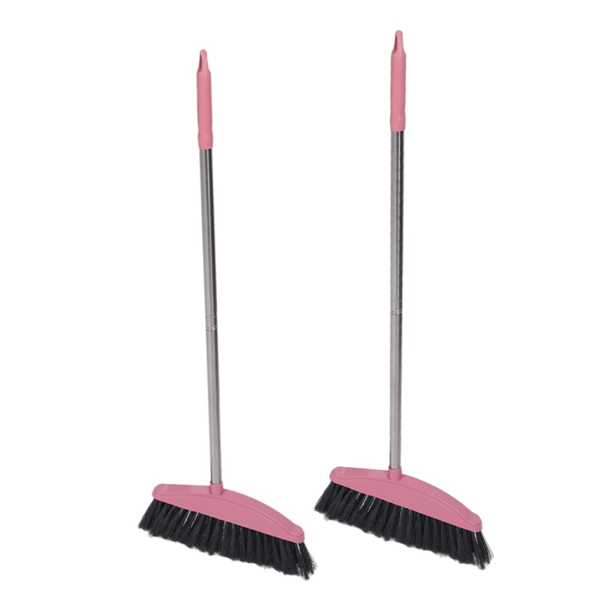Cabilock 2Pcs Heavy Duty Stainless Steel Broom with Long Handle for Home Cleaning Stiff Bristle Design for Patio and Deck Scrubbing and Lightweight for Easy Use