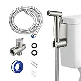 Edelstahl Bidet Handbrause Set Robuste WC Dusche Bidet Sprayer mit Halterung, T-Adapter & Schlauch für Toilette, Haustiere und Reinigung (Stahl)