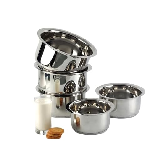 Vinod 5 Pcs Stainless Steel Tope Set Without lid - 0.8 Litre, 1 Litre, 1.4 Litre, 1.8 Litre, 2.2 Litre, Induction and Gas Stove Friendly, 2 Years Warranty, Silver