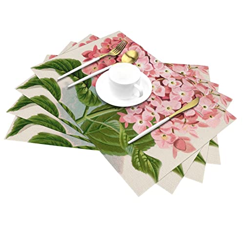 Lot de 4 sets de table fleurs roses de qualité supérieure - 3