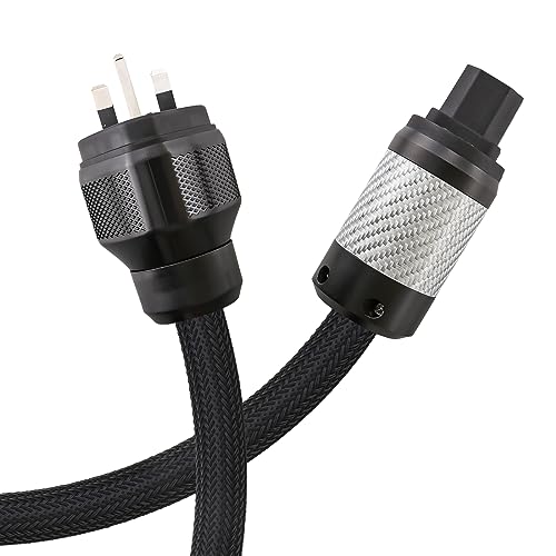 Brollitest Audiophile Power Cable, High Fidelity 2 metre UK standard audiophile audio power cord for audio, amplifiers, CDs etc.