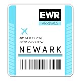 Squiddy Newark Liberty Airport Code EWR Luggage Tag Style - Vinyl Sticker Decal for Phone, Laptop, Water Bottle (3" high)