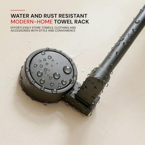 Image of MIORAH Suction Towel Holder for Bathroom - Rust - Free Powder Coated Wall Mounted Towel Rack No Drill Towel Rack Modern Bathroom Accessories Organizer Grey