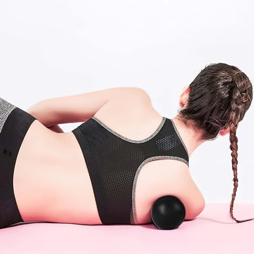 Image of WOVTE Massage Lacrosse Ball for Sore Muscles, Shoulders, Neck, Back, Foot, Body, Deep Tissue, Trigger Point, Muscle Knots, Yoga and Myofascial Release (Black)