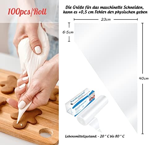 Homewit Worki do wyciskania, średnie, 40 cm, jednorazowe torebki cukiernicze, 100 sztuk jednorazowych woreczków cukierniczych, zestaw do wyciskania torebek do pieczenia i tortów, dekoracji i ciasteczek, ciasteczek, pieczenia
