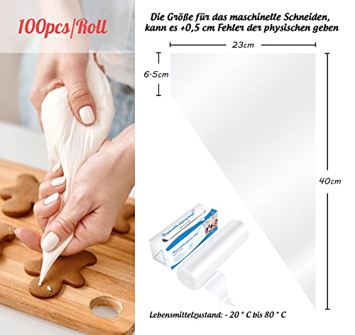 Miniatura 6 de Homewit Juego De 100 Mangas Pasteleras Desechables De 40 Cm, Bolsas Pasteleras Desechables Para Hornear Y Tartas, Decoración Y Galletas, Galletas