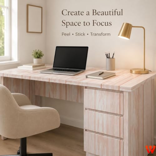 Image of WISDOM Plank Wood Wallpaper Peel and Stick, Waterproof Self-Adhesive Removable Thick Vinyl Contact Paper for Cabinets, Kitchen, Bathroom, Desk, Table & Furniture 12x48 in, Terrcotta Wood