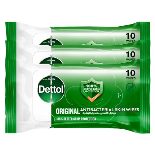 Dettol Original Anti-Bacterial Skin Wipes For Better Germ Protection 10 Wipes Pack Of 3