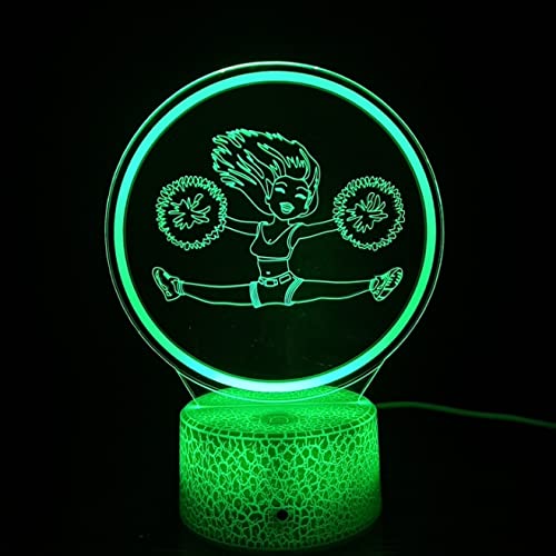OkiyiD Cheerleader 3D Lampe Nachtlicht - 16 Farben Mit Fernbedienung - Zimmerdekoration Für Mädchen