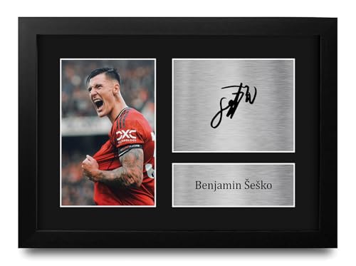 Photo dédicacée Benjamin Sesko encadrée A4 pour fan de foot