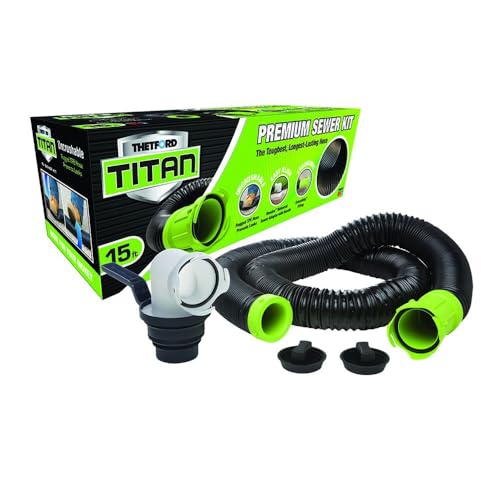 Thetford Titan 17853 15ft 15-Foot Premium RV Sewer Hose Kit-Thetford-17853, Black/Green