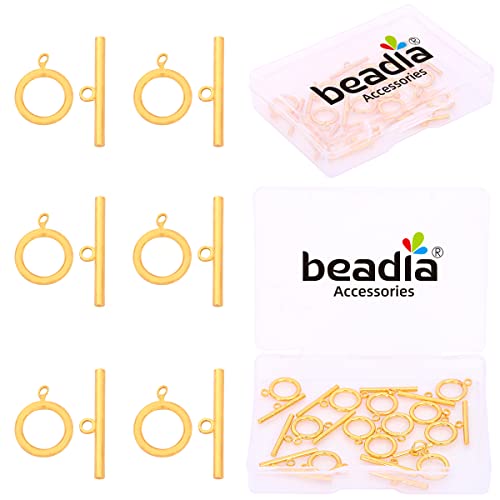 BEADIA 18K Gold Plated OT Toggle Clasps Non Tarnish 10x17mm 12 Pairs for Jewelry Making Findings