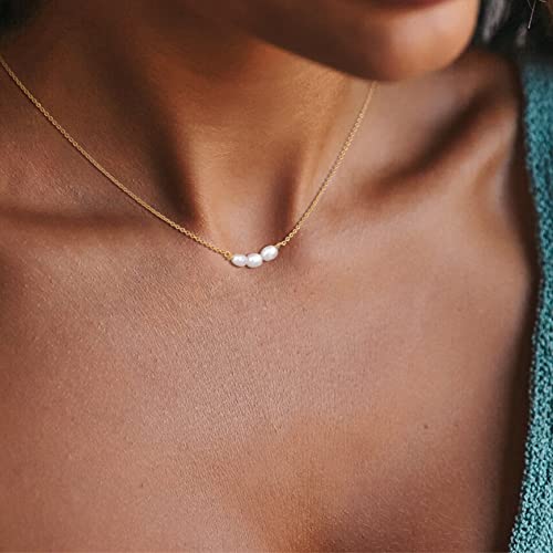 Necocy Pearl Choker Necklace For Women,Dainty Gold Chain Necklace For Women Simple Pearl Pendant Necklaces For Teen Girls Hypoallergenic Summer Necklace Jewelry Gifts Pearl Accessories For Women #TOP6