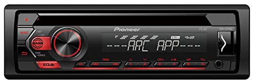 Pioneer Autoradio Deh-S120Ub 1DIN RDS con Illuminazione Pulsanti Rossi, Display Bianco, Supporto Android, Equalizzatore a 5 Bande, CD, MP3, USB, Ingresso AUX, App Arc