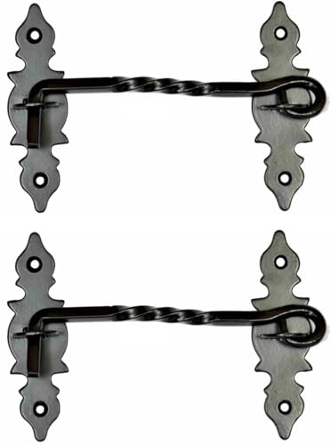 A29-Set-of-2-Cabin-Hook-6-38-inches-Iron-Eye-Latch-Cabin-Door-Gate-Latches-Window-Sash-Catch-Hook-Lock-Barn-Door-Locks-and-Latches-Black-Powder-Coat-Finish A29 Set of 2 Cabin Hook 6 38 inches Iron Eye Latch Cabin Door Gate Latches Window Sash Catch Hook Lock Barn Door Locks and Latches Black Powder Coat Finish
