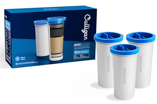 Culligan with ZeroWater Technology Replacement Filter 3-Pack 5-Stage Advanced Water Filter IAPMO Certified to Reduce Lead Total PFAS (Forever Chemicals) Mercury Fluoride and Chlorine