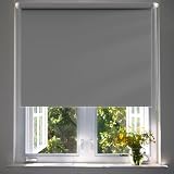 Aluminium-Jalousie 75 x 230 cm, Sichtschutz und Sonnenschutz Blickdicht, Thermorollo Ohne Bohren, inkl. Befestigungsmaterial, für Fenster & Tür, Dunkelgrau