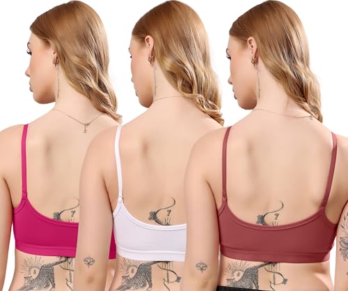 Image of London Hills Women's Cotton Sports Bra for Women Solid Bra Wireless & Non Padded Full Coverage Soft Hold Straps Super Combed Cotton Elastane Stretch Full Coverage Slip-On Active Bra