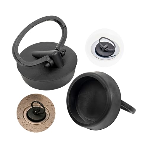 Bouchons universels, Lot de 2, Bouchon d'évier pour vidange 1-1/2“, Ø 40 à 37 mm, Bouchons d'évier pour égouts, Bouchon de vidange pour Baignoire, Cuisine, Salle de baine, Noire, en Caoutchouc