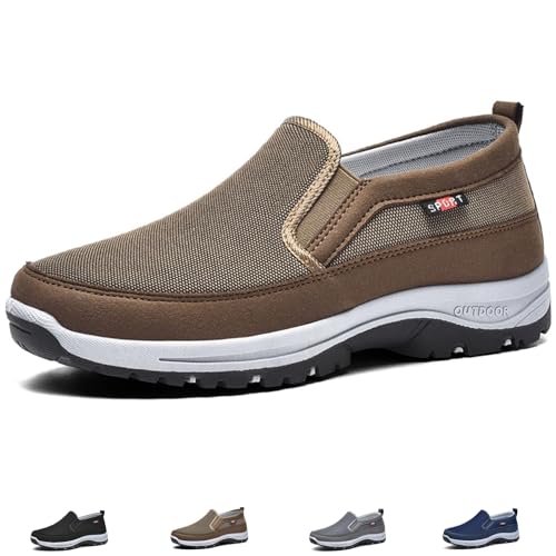 Auguscare Shoes Men, Men's Arch Support Slip-On Canvas Loafers, Casual Non Slip Orthopedic Walking Sneakers