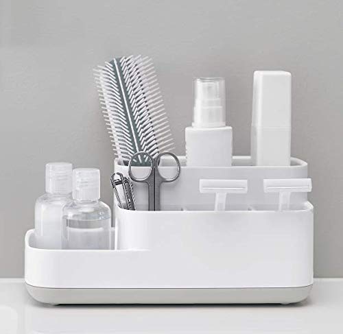 Credly Bathroom Caddy Washbasin Storage Organizer Holder for Toothbrush, Hand Wash, Moisturizer, Cosmetics, Scissors, Shaving Kit, Razor,Makeup Essential-5 Sections