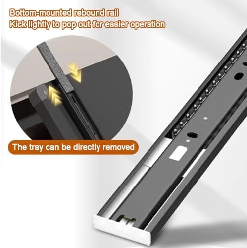 Expandable Under Bed Shoe Organizer, Pull-Out Shoe Rack for Closet & Entryway, Rebound Slide Rail Shelf, Black, 31x81cm - Space-Saving Solution for Shoes